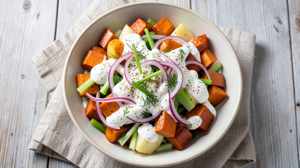 Sweet Potato and White Potato Salad Recipe: Herb-Infused Crunch Meets Creamy Cool