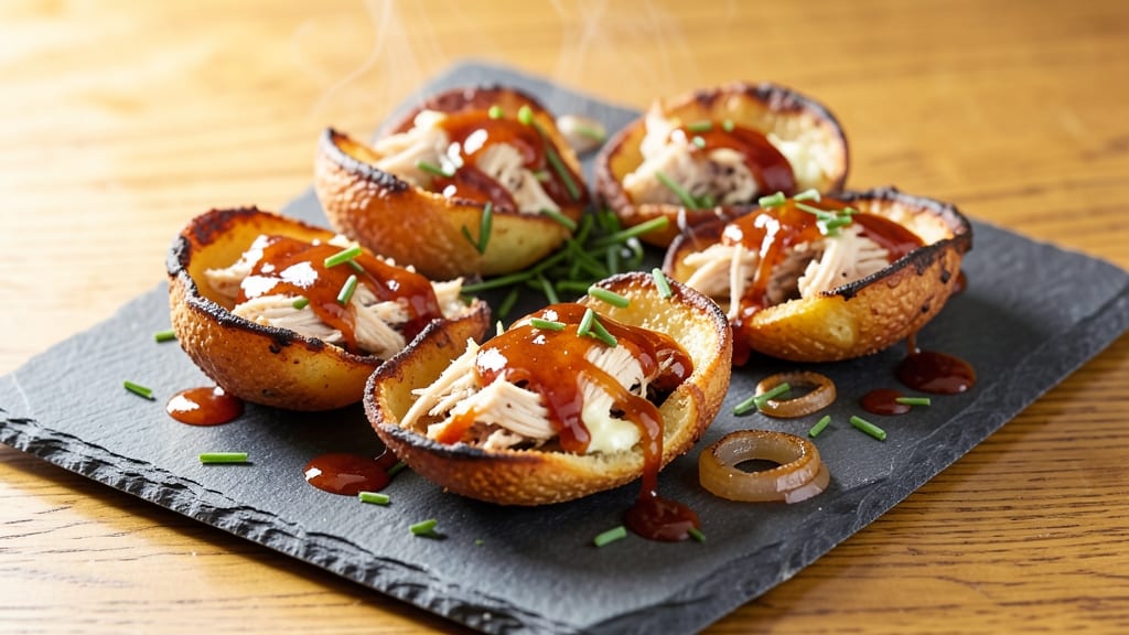 BBQ Chicken Potato Skins Recipe: Crispy Potato Layers Stuffed With Smoky Chicken