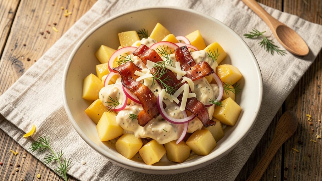 Bacon Cheddar Ranch Potato Salad Recipe: Crispy Bacon Bites and Cool Creamy Twist