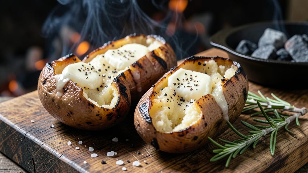 Baked Potato on Charcoal Grill Recipe: Smoky Char and Buttery Interiors