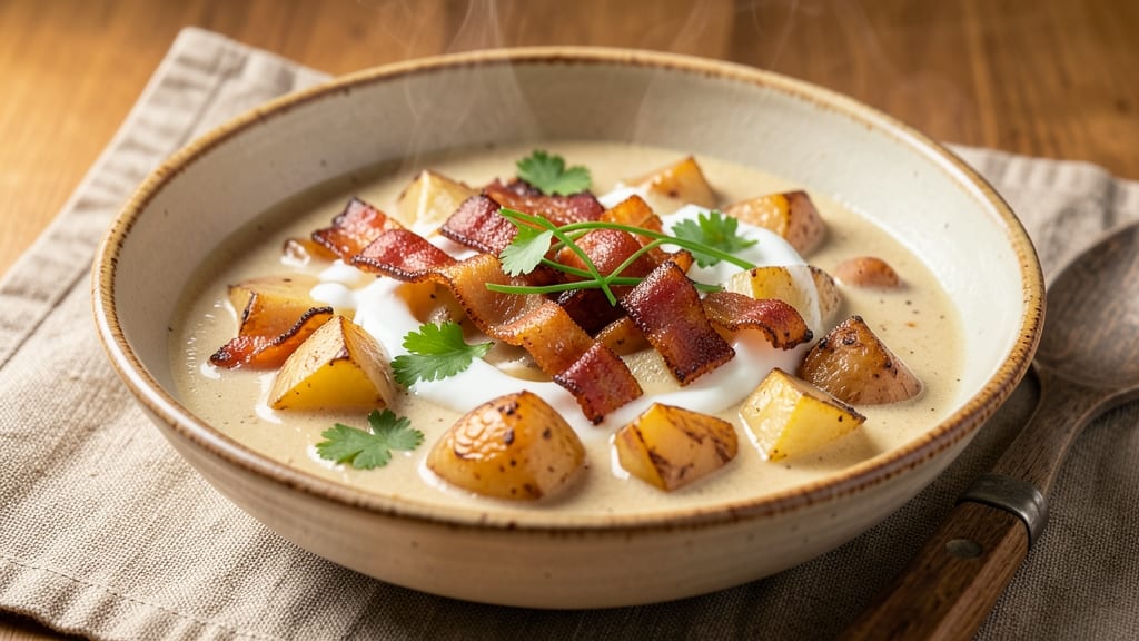 Baked Potato Chowder Recipe: Velvety Cream With Rustic Crunch Top
