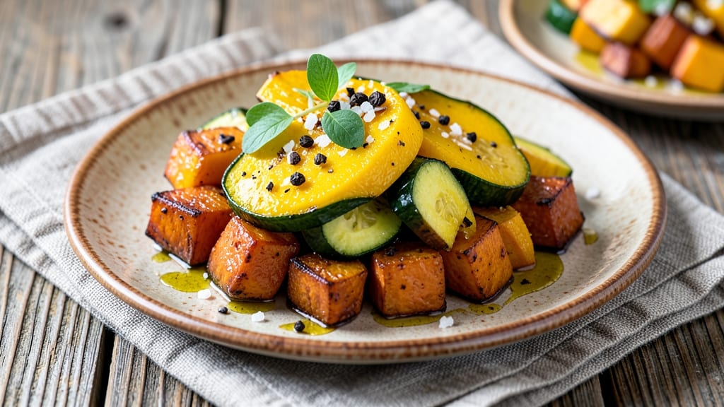 Yellow Squash Zucchini Sweet Potato Recipe: Roasted Tri-Color Medley With Caramelized Edges