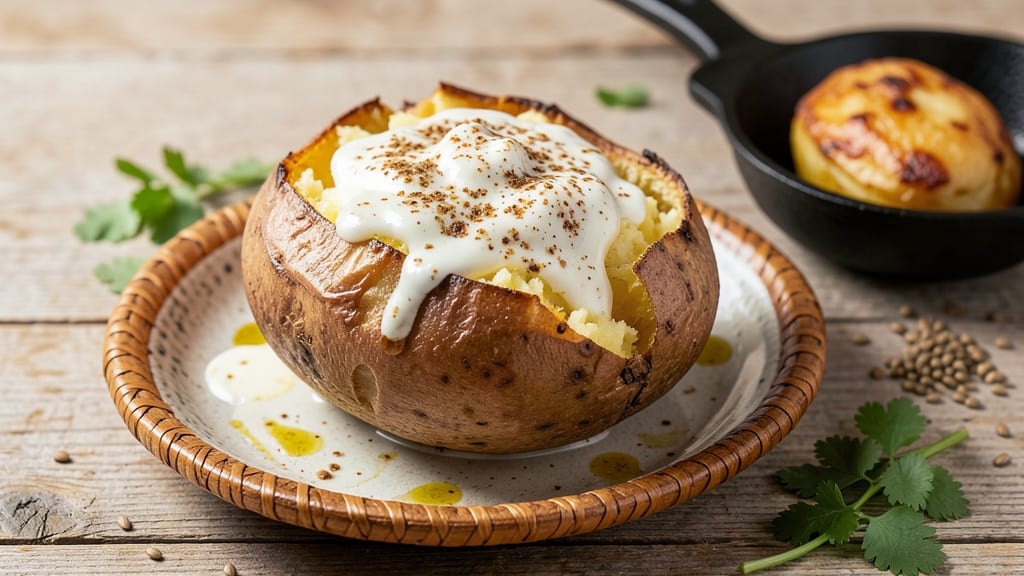 Baked Potato Recipe Indian Style: Spiced Yogurt and Herbed Butter Stuffed