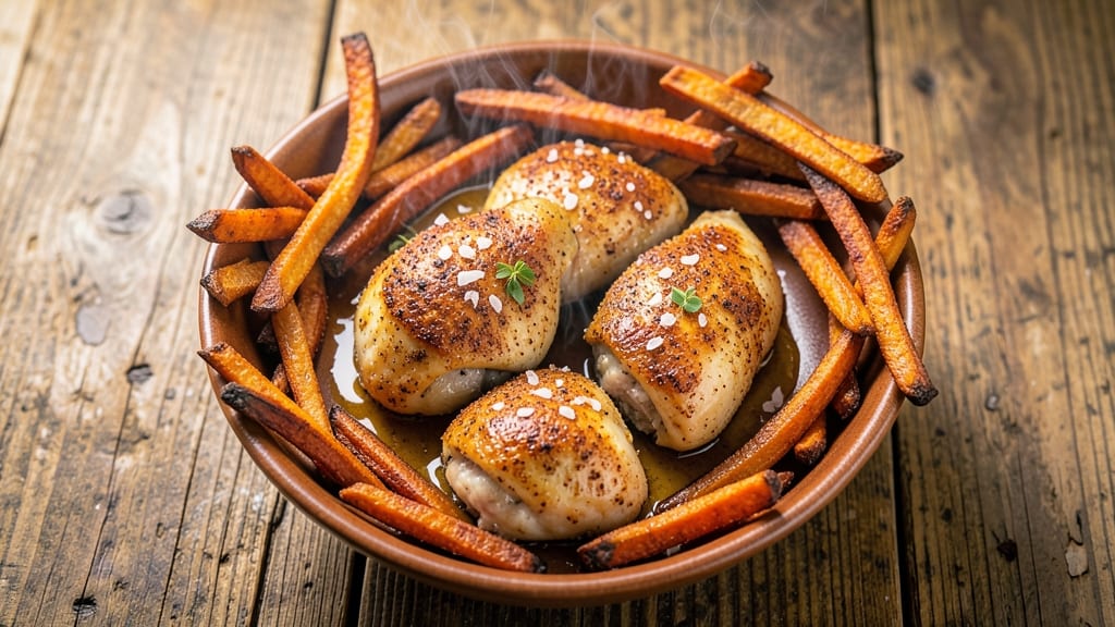 Sweet Potato Fries and Chicken Recipe: Crispy Bites with Smoky-Sweet Glaze