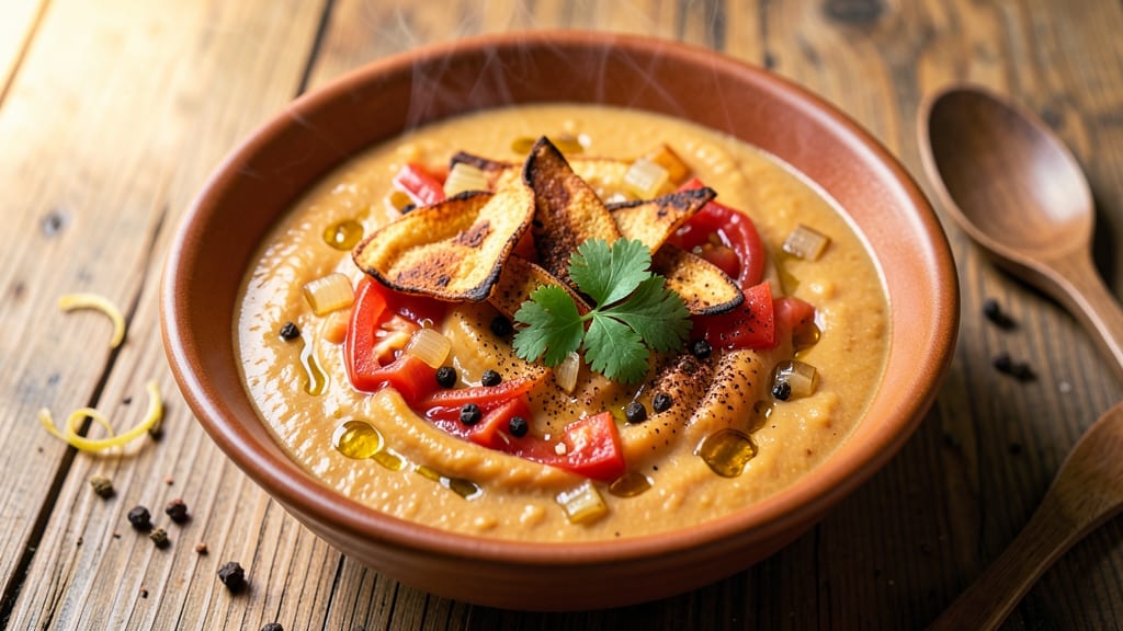 Sweet Potato and Tomato Soup Recipe: Smoky-Sweet Velvety Blend With Herbed Crunch